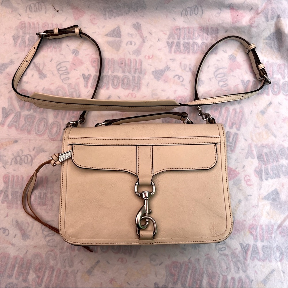 Rebecca Minkoff Women’s White Cream crossbody top handle flap style purse bag